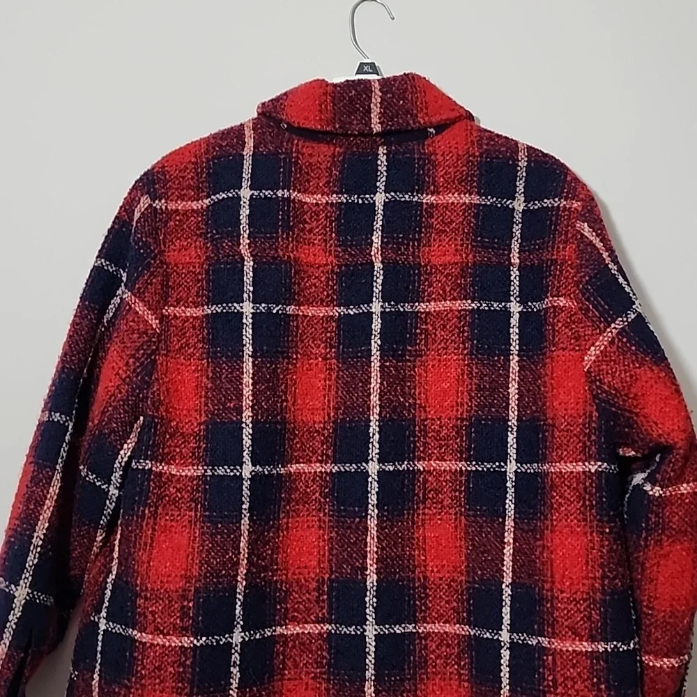 Levi's Wool Blend Oversized Plaid Sherpa Shirt Shacket Size XL